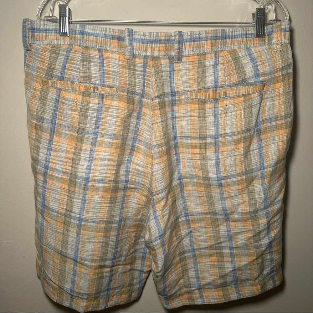 Tommy Bahama Linen Blend Summer Plaid Shorts Men’s 34 Casual Everyday Flat Front - Picture 10 of 14